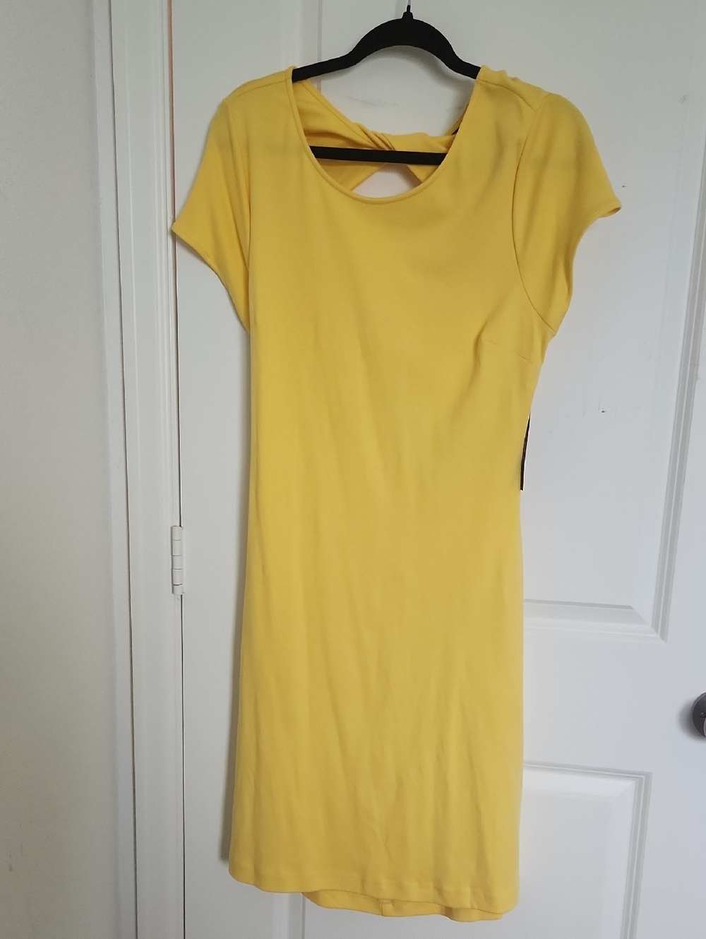New York & Company Bright Yellow Midi Dress with Back Cutout